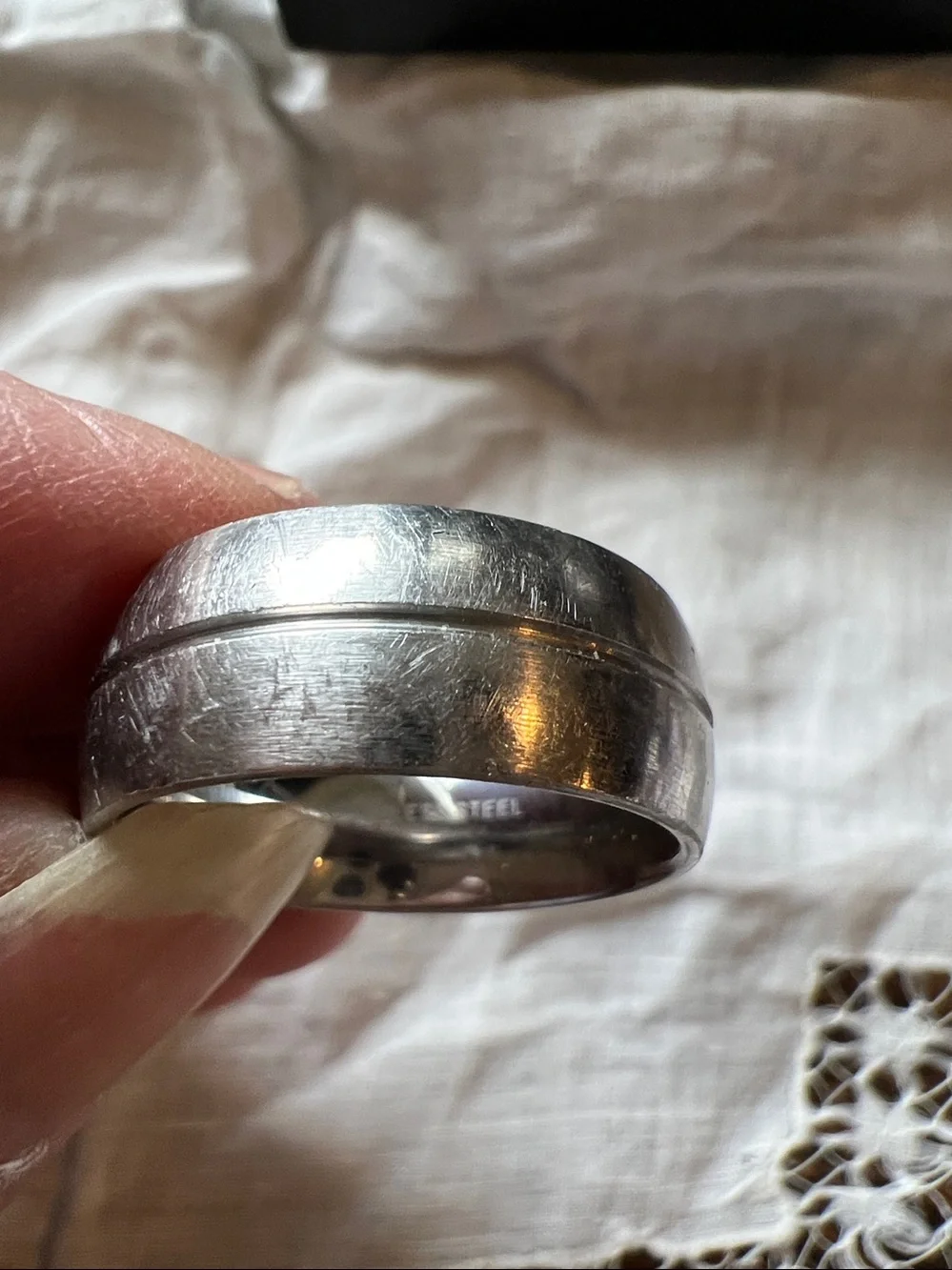 Heavy matte 2 ring finish stainless steel wedding band size 10